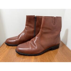 Florsheim Mens Brown Leather Side Zip Ankle Dress Boots M18054 03 Size 9.5D